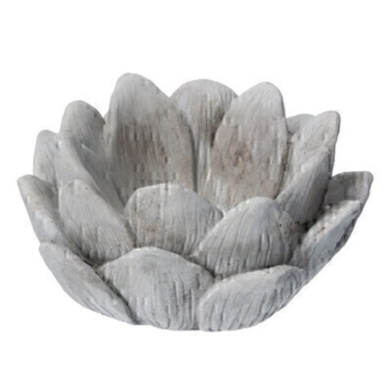 This concrete stone effect water lily ornament is made by the London based designer Gisela Graham who designs really beautiful gifts for your home and garden.  A perfectly formed concrete lily that serves up a special designer tea light holder that will never need to be filled with water. The perfect addition to a home filled with designer kitsch.